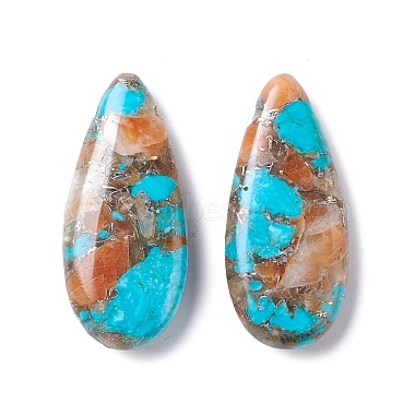 Assembled Synthetic Turquoise & Natural Orange Quartz Pendants(G-K317-C03)-2