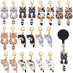 20Pcs 10 Styles Cat Shape Alloy Pendant Decoration, with Lobster Claw Clasps, Mixed Color, 37~51mm, 2pcs/style(HJEW-HS00040)