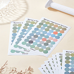 10 Sheets Paper Decorations Stickers, DIY Handmade Scrapbook Photo Albums, Flat Round, Mixed Color, 195x131x0.2mm, 54pcs/sheet(DIY-LP0003-79)