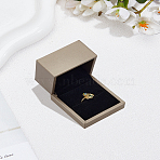 1Pc Imitation PU Leather Covered Wooden Jewelry Ring Boxes, Rectangle, Rosy Brown, 6.5x6x5.4cm(OBOX-LP0001-01A)