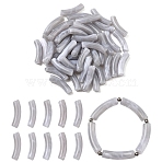 50Pcs Two Tone Acrylic Beads, Imitation Gemstone, Curved Tube, Silver, 31x9.5x7.5mm, Hole: 1.8mm(MACR-YW0003-51C)
