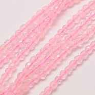 Natural Rose Quartz Beads Strands, Faceted Round, 3mm, Hole: 0.8mm, about 118~130pcs/strand, 15.4 inch(G-A129-3mm-10)