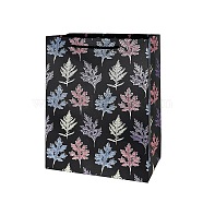 Paper Bags with Handle, with Cotton Cord Handles, Merchandise Bag, Gift, Party Bag, Rectangle with Maple Leaf Pattern, Black, 32x26x0.3cm(ABAG-SZC0002-01C)