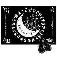 Pendulum Dowsing Divination Board Set, Rectangle Talking Board, with Planchette Accessories, Moon, 11.2~30x9~21x5cm, 2pcs/set(DJEW-WH0324-057)