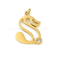 304 Stainless Steel Pendants, with Cubic Zirconia, Letter Charms with Jump Rings, Real 18K Gold Plated, Letter S, 20.5x16x2mm, Hole: 3mm(STAS-R137-01G-S)