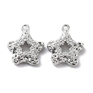 Rack Plating Brass Micro Pave Cubic Zirconia Pendants, Star Charm, Real Platinum Plated, 14x12x3mm, Hole: 1.2mm(KK-K333-88P)