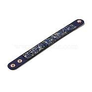 Faux Suede Snap Cord Bracelet, Natural Lapis Lazuli & Shell Chips Beaded Wristband for Men Women, 8-5/8 inch(22cm)(BJEW-F428-11)