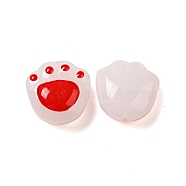 Opaque Glass Beads, Cat Claw Print, Red, 14.5x14.5x7.8mm, Hole: 1.2mm(FIND-I029-04B)