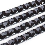 Non-magnetic Synthetic Hematite Beads Strands, Faceted, Square, 8.5x8.5x3.5mm, Hole: 0.8mm, about 49pcs/strand, 16.1 inch(40.9cm)(G-I273-08)