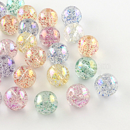 Round AB Color Transparent Acrylic Beads, with Colorful Glitter Powder, Mixed Color, 12mm, Hole: 1.8~2mm, about 520pcs/500g(TACR-D005-12mm-M)