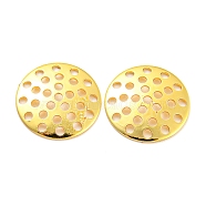 Rack Plating Finger Ring/Brooch Sieve Findings, Perforated Disc Settings, Cadmium Free & Lead Free, Long-Lasting Plated, Real 18K Gold Plated, 13.5x1.5mm, Hole: 1.2mm(KK-P240-03B-G)