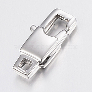 304 Stainless Steel Lobster Claw Clasps, Rectangle, Stainless Steel Color, 15x7x3mm, Hole: 2mm(X-STAS-K167-03P)