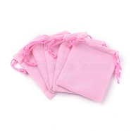 Velvet Cloth Drawstring Bags, Jewelry Bags, Christmas Party Wedding Candy Gift Bags, Hot Pink, 9x7cm(X-TP-C001-70X90mm-1)