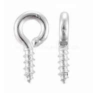 Iron Screw Eye Pin Peg Bails, For Half Drilled Beads, Silver Color Plated, 8x4x1mm, Hole: 2mm(X-E561Y-S)