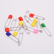 Stainless Steel Safety Pins, with PP Plastic Findings, Mixed Color, 53x12.5x5mm, Hole: 4mm, Pin: 1mm(FIND-WH0053-43P-B)