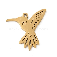 5Pcs 201 Stainless Steel Pendants, Laser Cut, Hummingbird Charm, Golden, 17x17.5x1mm, Hole: 1.2mm(STAS-B064-18G)