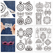 4 Sheets 11.6x8.2 Inch Stick and Stitch Embroidery Patterns, Non-woven Fabrics Water Soluble Embroidery Stabilizers, Clock, 297x210mmm(DIY-WH0455-031)