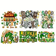6Pcs 6 Style Saint Patrick's Day Theme Word PET Sublimation Stickers, Heat Transfer Film, Iron on Vinyls, for Clothes Decoration, Mixed Color, 135~215x172~240mm, 1pc/style(PW-WG31978-01)