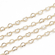 Brass Heart Link Chains, Soldered, with Spool, Real 18K Gold Plated, 2x1.5x0.2mm, about 98.42 Feet(30m)/roll(CHC-S004-09G)
