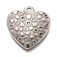 304 Stainless Steel Pendants, Heart, Stainless Steel Color, 26.5x25.5x3.5mm, Hole: 2.5mm(STAS-H126-11AS)
