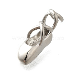 Brass Charms, Dancing Shoes, Rack Plating, Cadmium Free & Lead Free, Long-Lasting Plated, Platinum, 19x9x6mm, Hole: 3x3.5mm(KK-P295-17P)