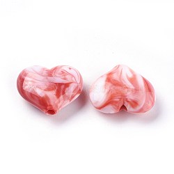 Acrylic Imitation Gemstone Beads, Heart, FireBrick, 20x23x8~8.5mm, Hole: 2.5~2.8mm(X-MACR-E205-09C)