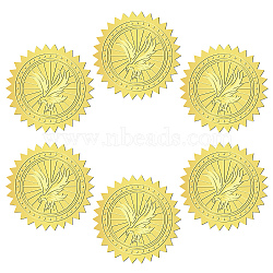 12 Sheets Self Adhesive Gold Foil Embossed Stickers, Round Dot Medal Decorative Decals for Envelope Card Seal, Eagle, Size: about 165x211mm, Stickers: 50mm, 12 sheets/set(DIY-WH0451-022)