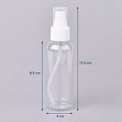 100ml Plastic Spray Bottles, Refillable Mist Pump, with Bottle Caps, Empty Alcohol Bottle, Clear, 13.5x4cm, Capacity: 100ml(3.38 fl. oz)(X-AJEW-G022-01)