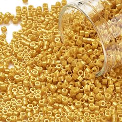 Cylinder Seed Beads, Opaque Colours Luster, Uniform Size, Goldenrod, 2x1.5mm, Hole: 0.8mm, about 40000pcs/bag, about 450g/bag(SEED-H001-H22)