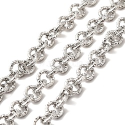304 Stainless Steel Textured Cable Chains, with Spool, Unwelded, Stainless Steel Color, 7~8x1.2~1.5mm, about 16.40 Feet(5m)/Roll(STAS-B040-02P)