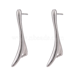 Anti-Tarnish Rhodium Plated 925 Sterling Silver Stud Earring Findings, with Bar Links and Ice Pick Pinch Bail, with 925 Stamp, Platinum, 24x3mm, Pin: 0.8mm and 1mm(STER-F048-36P)