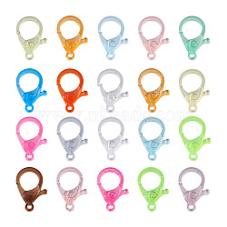 100Pcs 20 Style Plastic Lobster Claw Clasps, with Glitter Powder, Mixed Color, 5pcs/style(KY-PJ0001-02)