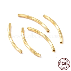 925 Sterling Silver Tube Beads, Curved Tube, Twist Square, Golden, 30x2x2mm, Hole: 1.2mm, about 17pcs/10g(STER-D035-13G)
