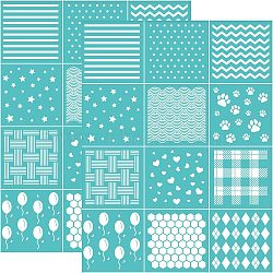 Self-Adhesive Silk Screen Printing Stencil, for Painting on Wood, DIY Decoration T-Shirt Fabric, Turquoise, Floral Pattern, 220x280mm(DIY-WH0338-050)