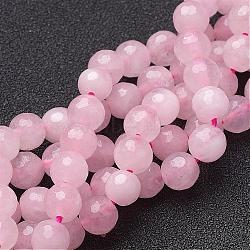 Natural Rose Quartz Beads Strands, Faceted,  Round, Pink, 6mm, Hole: 1mm, about 30pcs/strand, 7.5 inch(G-G099-F6mm-15)