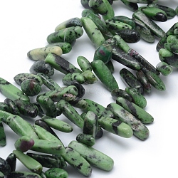 Natural Ruby in Zoisite Beads Strands, Chip, 11~22x5~8mm, Hole: 1mm, 15.3 inch(39cm)(G-K220-08)