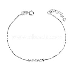 SHEGRACE Simple Design 925 Sterling Silver Bracelet with Small Beads, Silver, 160mm(JB09A)