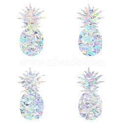 Waterproof PVC Laser No-Glue Stickers, Static Cling Frosted Rainbow Window Decals, 3D Sun Blocking, for Glass, Pineapple Pattern, 21x10.65x0.02cm, 4pcs/bag(DIY-WH0304-221E)