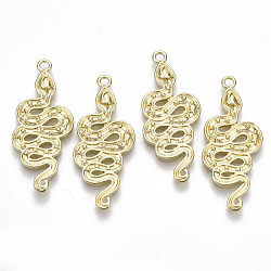 Rack Plating Alloy Pendants, Cadmium Free & Lead Free, Snake, Light Gold, 35x15x2.5mm, Hole: 1.8mm(PALLOY-S132-160-RS)