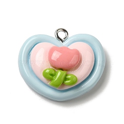 Resin Pendants, with Platinum Iron Findings, Colorful, Heart, 20.5x24.5x10mm, Hole: 2mm(RESI-A038-01A)