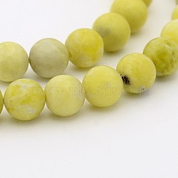 Natural Lemon Jade Round Bead Strands, 10mm, Hole: 1mm, about 40pcs/strand, 15.7 inch(G-P070-36-10mm)