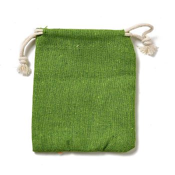 Rectangle Cloth Packing Pouches, Drawstring Bags, Lime Green, 11.8x8.75x0.55cm