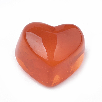 Transparent Resin Cabochons, Heart, Orange Red, 14x16x10mm
