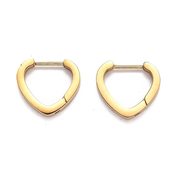 304 Stainless Steel Heart Huggie Hoop Earrings, Heart, Golden, 15x16.5x3mm, Pin: 1mm