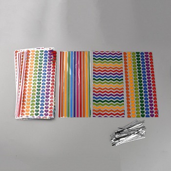 OPP Cellophane Bags Sets, Twist Tie, Rectangle, Mixed Shapes, 27.5x12.5cm, 120pcs