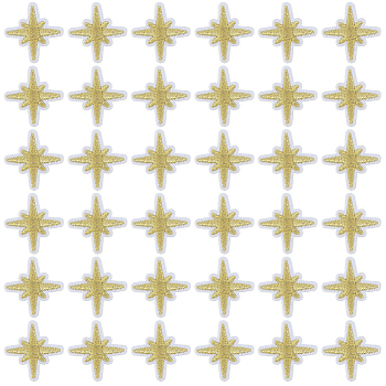 100Pcs Star Computerized Embroidery Cloth Self Adhesive Patches, Stick On Patch, Costume Accessories, Appliques, Light Khaki, 31x30x1.5mm