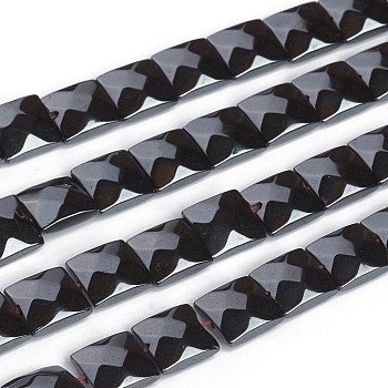 Non-magnetic Synthetic Hematite Beads Strands, Faceted, Square, 8.5x8.5x3.5mm, Hole: 0.8mm, about 49pcs/strand, 16.1 inch(40.9cm)