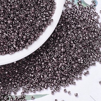 MIYUKI Delica Beads, Cylinder, Japanese Seed Beads, 11/0, (DB0454) Galvanized Smoky Amethyst, 1.3x1.6mm, Hole: 0.8mm, about 2000pcs/bottle, 10g/bottle