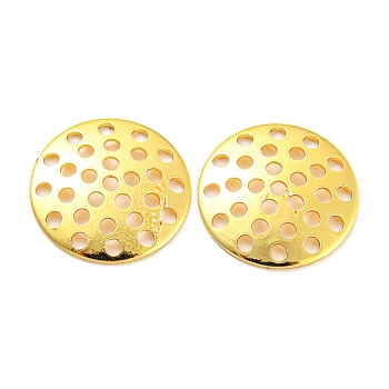 Rack Plating Finger Ring/Brooch Sieve Findings, Perforated Disc Settings, Cadmium Free & Lead Free, Long-Lasting Plated, Real 18K Gold Plated, 13.5x1.5mm, Hole: 1.2mm