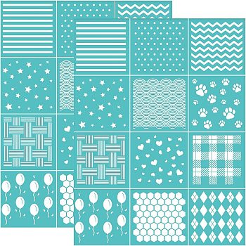 Self-Adhesive Silk Screen Printing Stencil, for Painting on Wood, DIY Decoration T-Shirt Fabric, Turquoise, Floral Pattern, 220x280mm